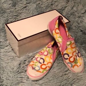 Multicolored Coach Slides Size 7.5